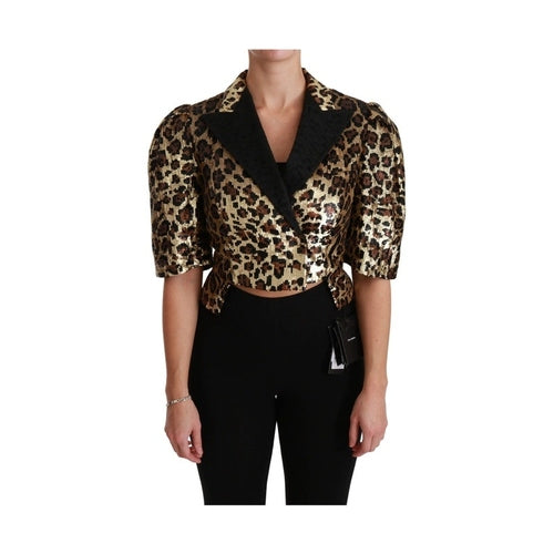 Dolce & Gabbana Blazer Gold Leopard Sequined Jacket