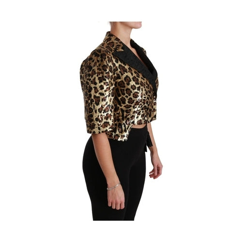 Dolce & Gabbana Blazer Gold Leopard Sequined Jacket