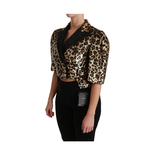 Dolce & Gabbana Blazer Gold Leopard Sequined Jacket