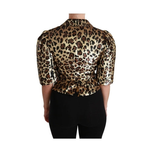 Dolce & Gabbana Blazer Gold Leopard Sequined Jacket