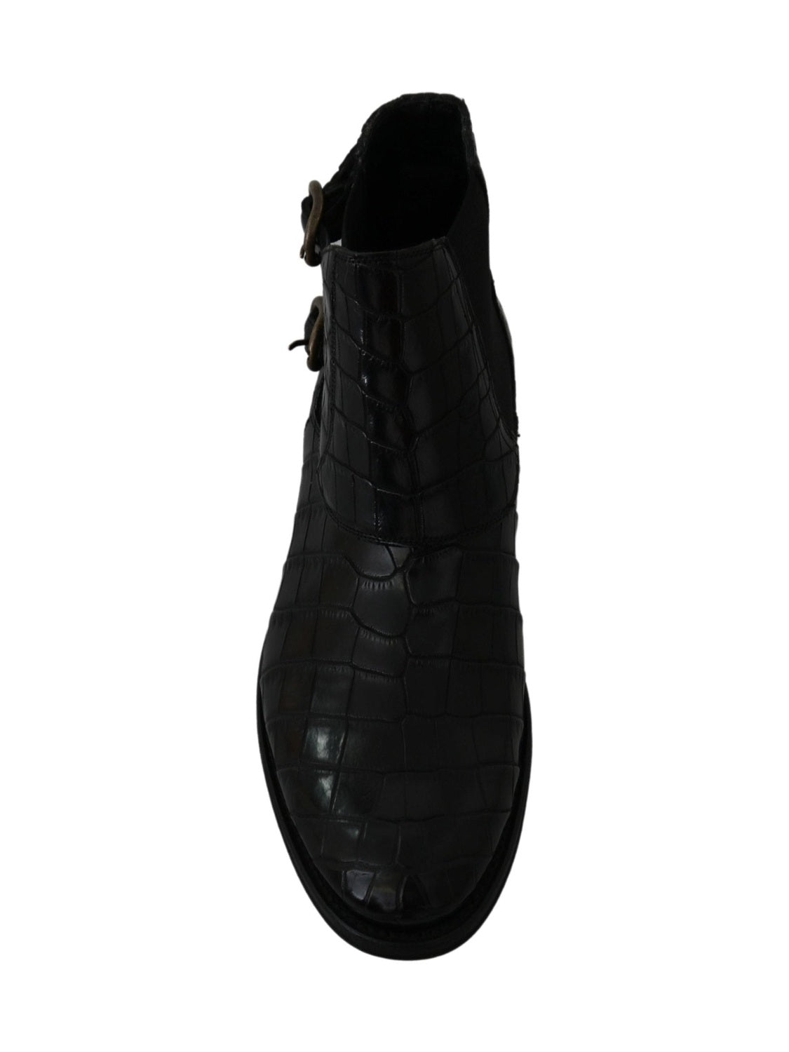 Dolce & Gabbana Black Crocodile Leather Derby Boots Shoes