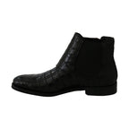 Dolce & Gabbana Black Crocodile Leather Derby Boots Shoes