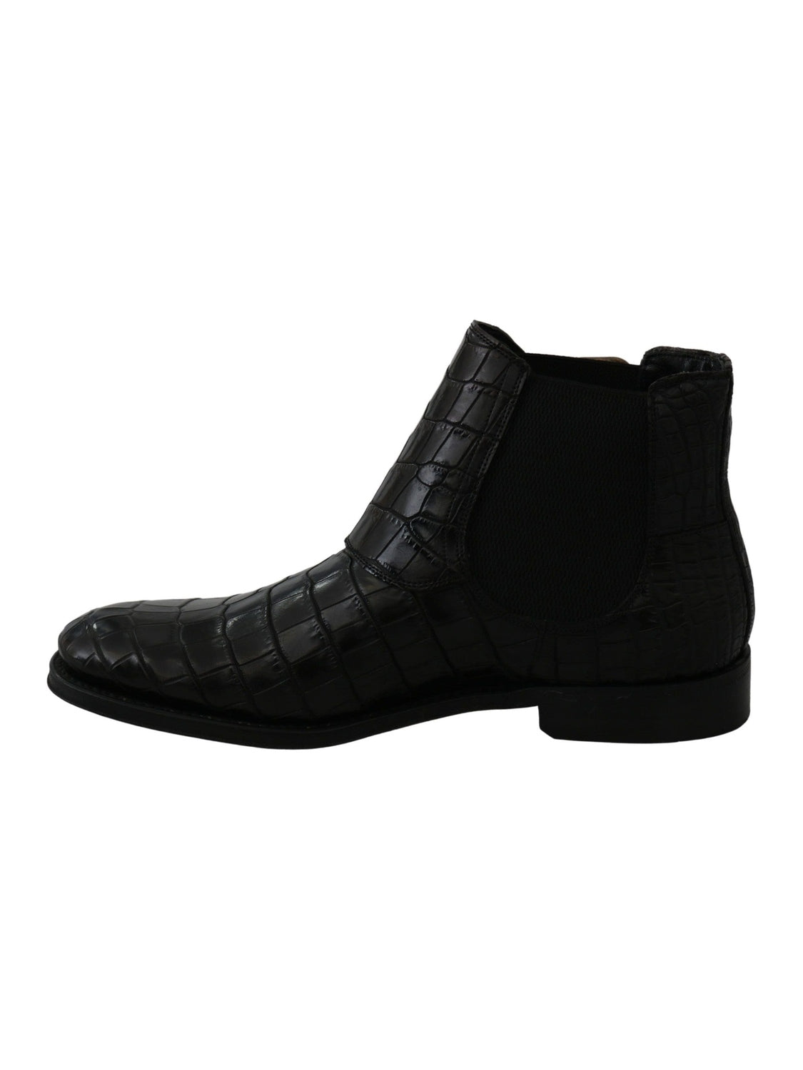 Dolce & Gabbana Black Crocodile Leather Derby Boots Shoes