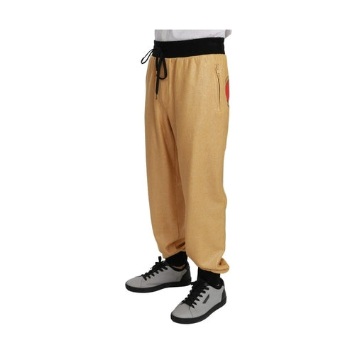 Dolce & Gabbana Gold Year Of The Pig Cotton Mens Pants