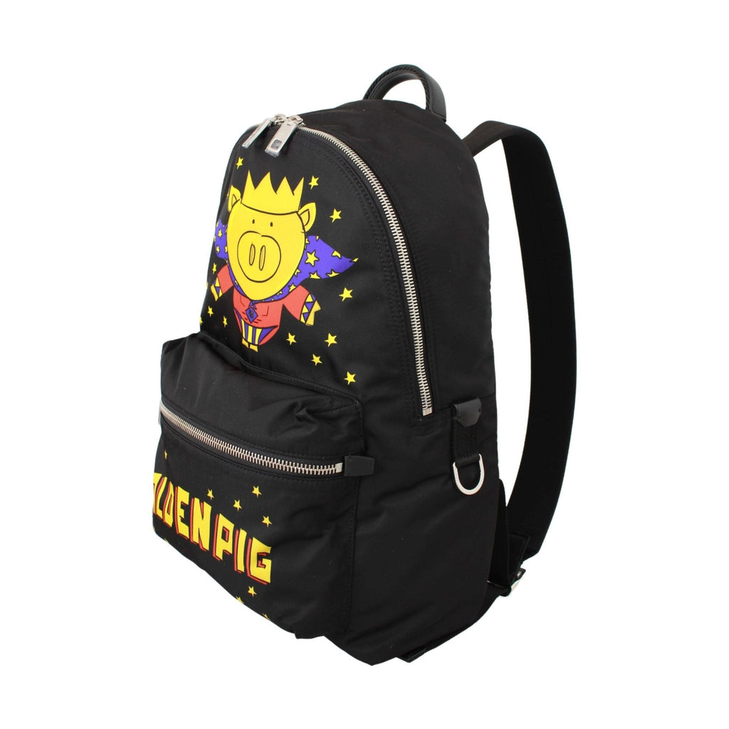 Dolce & Gabbana Black Golden Pig of the Year School Backpack