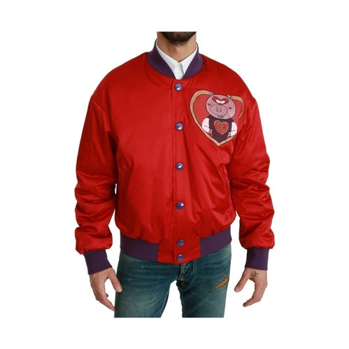 Dolce & Gabbana Red YEAR OF THE PIG Bomber Jacket