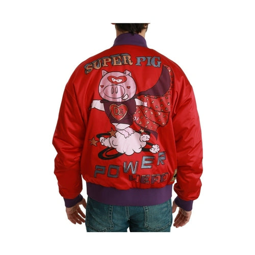 Dolce & Gabbana Red YEAR OF THE PIG Bomber Jacket