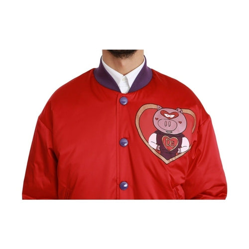 Dolce & Gabbana Red YEAR OF THE PIG Bomber Jacket
