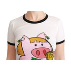 Dolce & Gabbana White YEAR OF THE PIG Top Cotton T-shirt