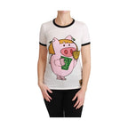 Dolce & Gabbana White YEAR OF THE PIG Top Cotton T-shirt