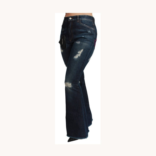 Dolce & Gabbana Blue Denim Cotton Stretch Flared Jeans