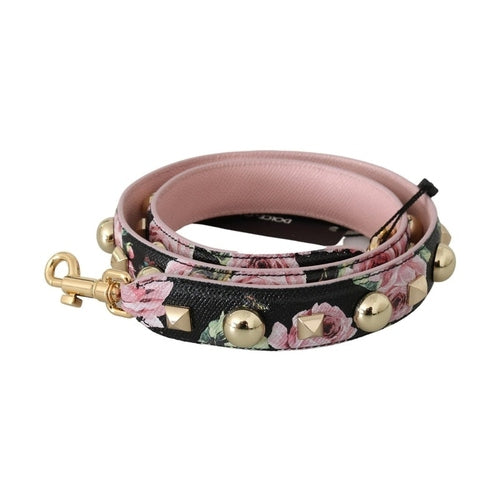 Dolce & Gabbana Pink Floral Leather Stud Accessory Shoulder Strap
