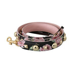 Dolce & Gabbana Pink Floral Leather Stud Accessory Shoulder Strap