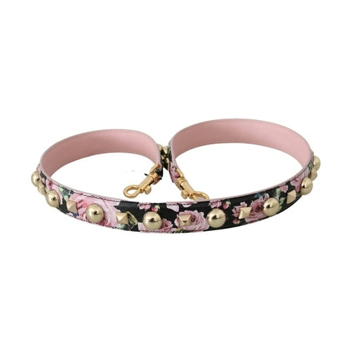 Dolce & Gabbana Pink Floral Leather Stud Accessory Shoulder Strap