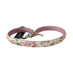 Dolce & Gabbana Pink Floral Leather Stud Accessory Shoulder Strap