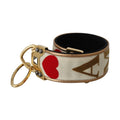 Dolce & Gabbana Gold White Textile Leather AMORE Shoulder Strap