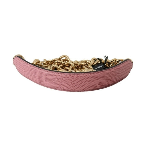 Dolce & Gabbana Pink Leather Gold Chain Accessory Shoulder Strap