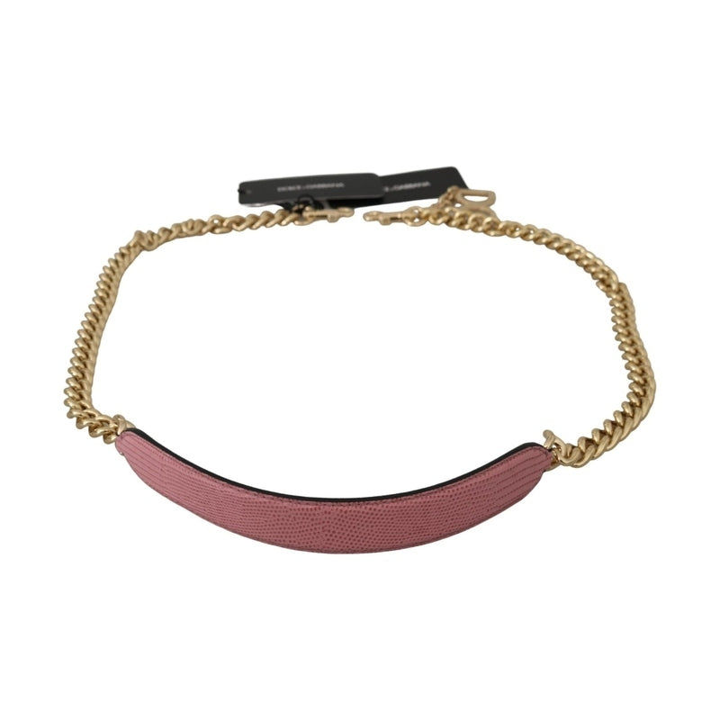 Dolce & Gabbana Pink Leather Gold Chain Accessory Shoulder Strap