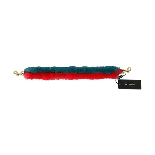 Dolce & Gabbana Red Blue Rabbit Fur Leather Shoulder Strap