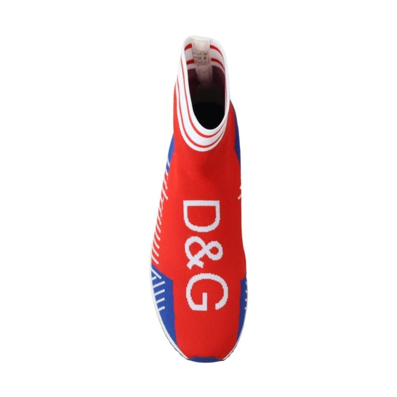 Dolce & Gabbana Blue Red Sorrento Logo Sneakers Socks Shoes