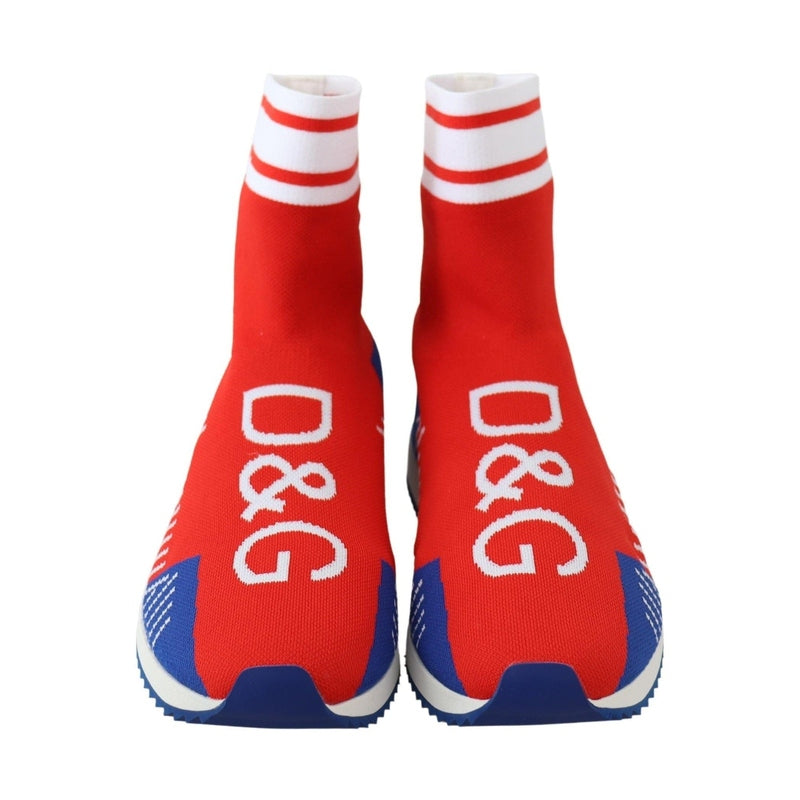 Dolce & Gabbana Blue Red Sorrento Logo Sneakers Socks Shoes