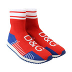 Dolce & Gabbana Blue Red Sorrento Logo Sneakers Socks Shoes