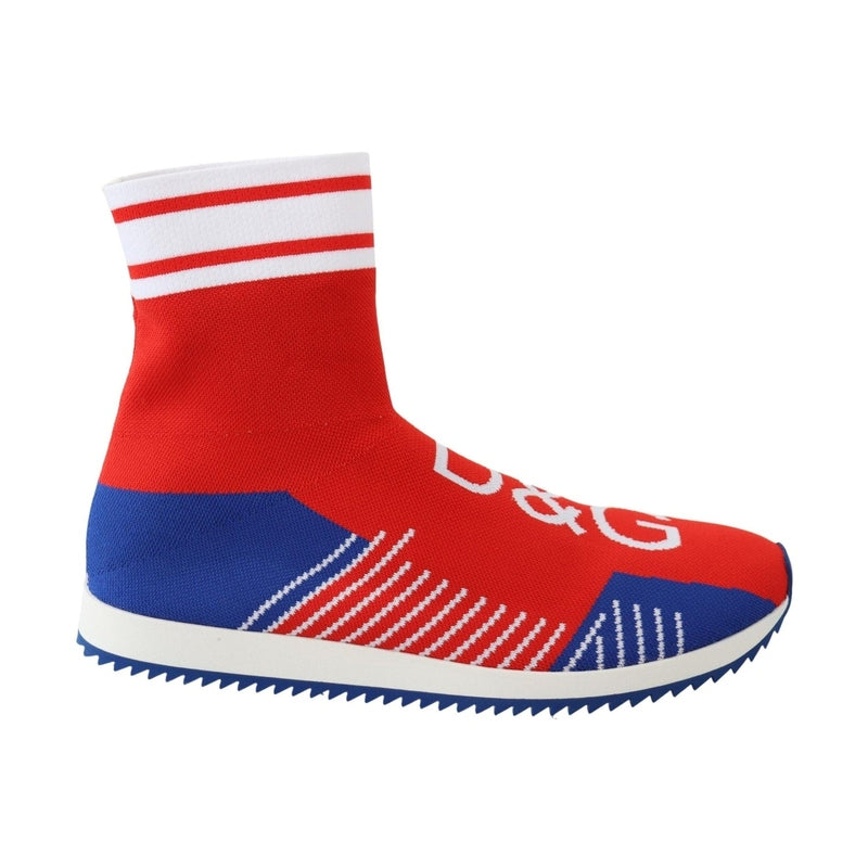 Dolce & Gabbana Blue Red Sorrento Logo Sneakers Socks Shoes