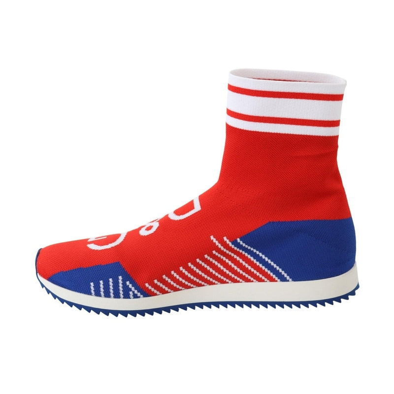 Dolce & Gabbana Blue Red Sorrento Logo Sneakers Socks Shoes