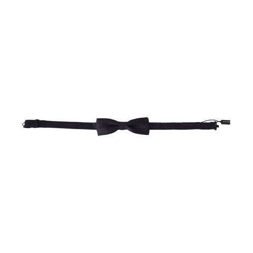 Dolce & Gabbana Gray Pattern Silk Adjustable Neck Papillon Bow Tie