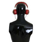 Dolce & Gabbana FRENDS Leather Red Floral Crystal Headset Headphones
