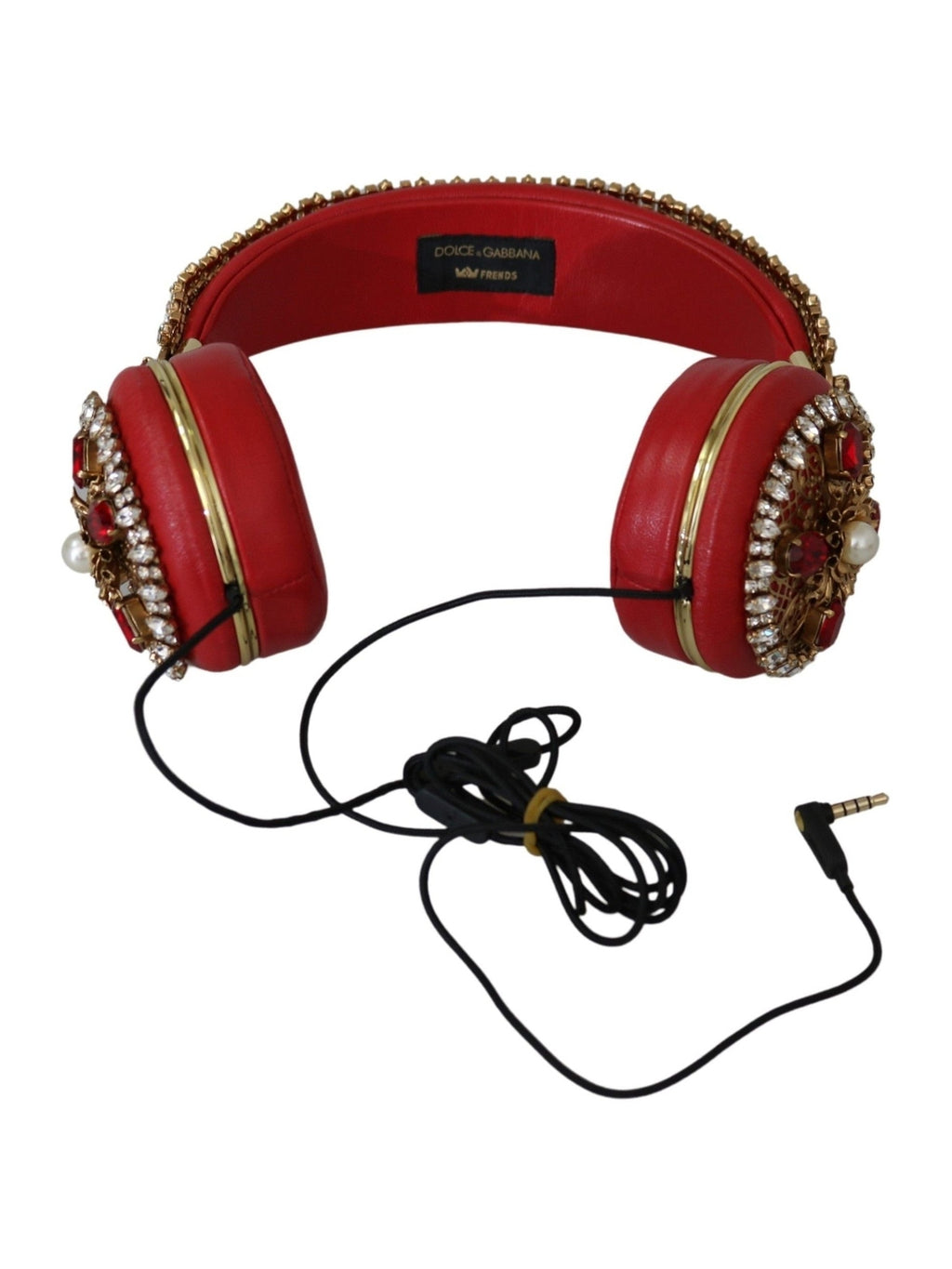 Dolce & Gabbana FRENDS Leather Red Floral Crystal Headset Headphones