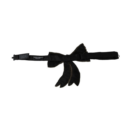 Dolce & Gabbana Gold Tone Silk Rhinestone Embellished Women Bowtie