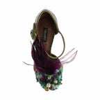 Dolce & Gabbana Green Leather Crystal Platform Sandal Shoes