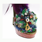 Dolce & Gabbana Green Leather Crystal Platform Sandal Shoes