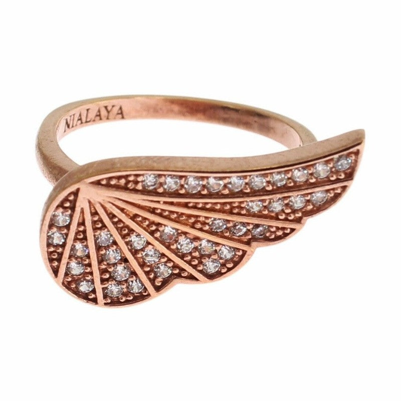 Nialaya Pink Gold 925 Silver Womens Clear CZ Ring