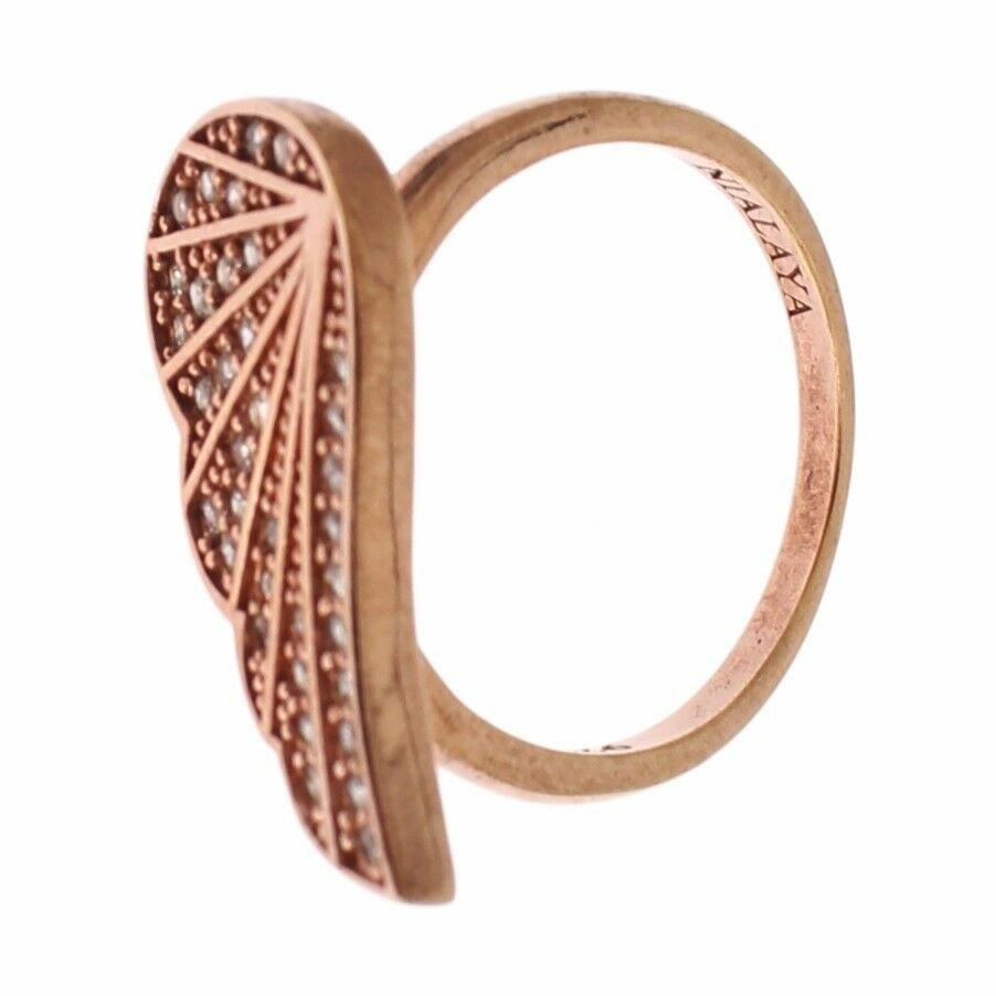 Nialaya Pink Gold 925 Silver Womens Clear CZ Ring