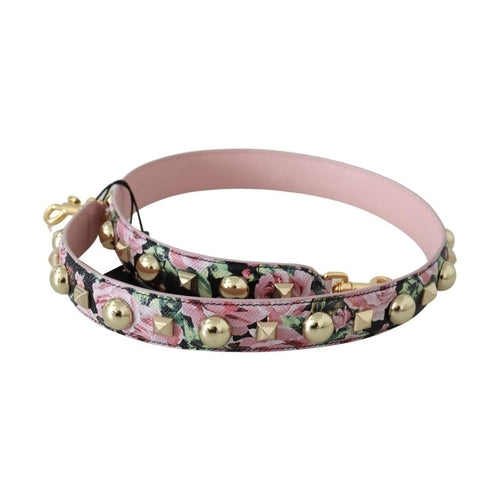 Dolce & Gabbana Pink Floral Gold Studs Bag Accessory Shoulder Strap