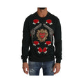 Dolce & Gabbana Green Crystal Heart Roses Gun Sweater