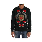 Dolce & Gabbana Green Crystal Heart Roses Gun Sweater