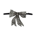 Dolce & Gabbana Silver Crystal Beaded Sequined Catwalk Necklace Bowtie
