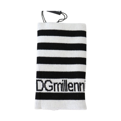 Dolce & Gabbana Black White Wool DGMillennials Wristband Wrap
