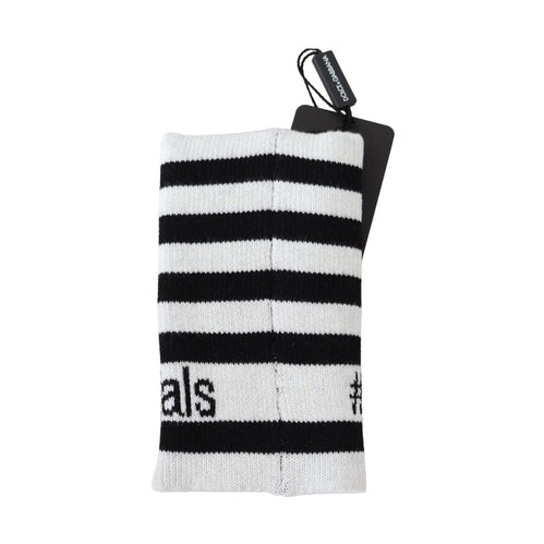 Dolce & Gabbana Black White Wool DGMillennials Wristband Wrap