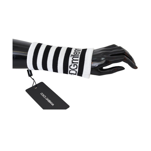 Dolce & Gabbana Black White Wool DGMillennials Wristband Wrap