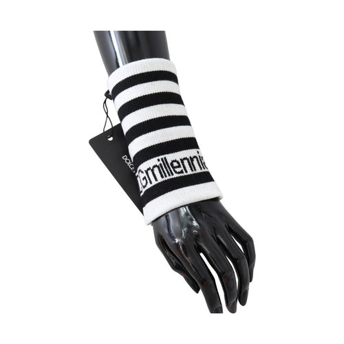Dolce & Gabbana Black White Wool DGMillennials Wristband Wrap