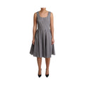 Dolce & Gabbana Blue Beige Geometric Cotton A-Line Dress