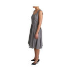 Dolce & Gabbana Blue Beige Geometric Cotton A-Line Dress