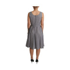 Dolce & Gabbana Blue Beige Geometric Cotton A-Line Dress