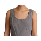 Dolce & Gabbana Blue Beige Geometric Cotton A-Line Dress