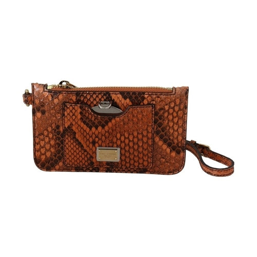 Dolce & Gabbana Brown Leather Coin Purse Wristlet Mirror AGNESE Wallet