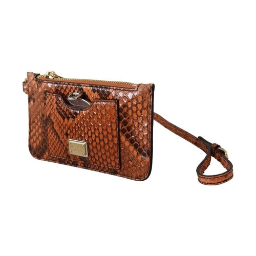 Dolce & Gabbana Brown Leather Coin Purse Wristlet Mirror AGNESE Wallet